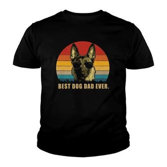 Vintage Best Dog Dad Ever Belgian Malinois S Youth T-shirt - Seseable