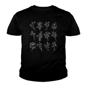 Vintage Flowers Botanical Chart Plant Lover Youth T-shirt | Mazezy