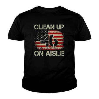 Vintage Old American Flag Patriotic Clean Up On Aisle 46 Youth T-shirt - Thegiftio UK