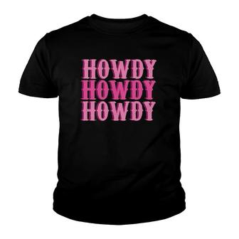 Vintage Pink Howdy Rodeo Western Country Southern Cowg Youth T-shirt | Mazezy UK
