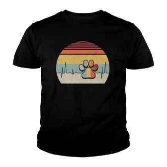 Vintage Retro Veterinaria Paw Print Heartbeat Veterinary Youth T-shirt - Thegiftio UK