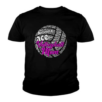 Volleyball Mom Terminology Glossary Word Cloud Shapecloud Youth T-shirt - Thegiftio UK