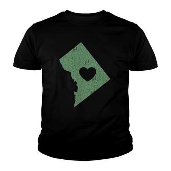 Washington DC Love Heart Gray Green Youth T-shirt | Mazezy