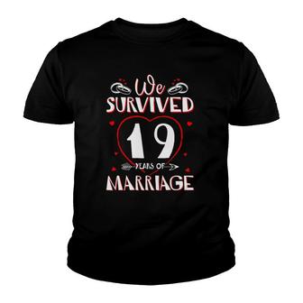 We Survived 19 Years Of Marriage Couple 19Th Anniversary Youth T-shirt - Thegiftio UK