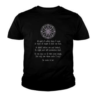 Wiccan & Pagan Apparel Protection Spell & Symbols Of Safety Youth T-shirt | Mazezy