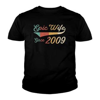 Womens 13 Years Wedding Anniversary For Her Epic Wife Since 2009 V-Neck Youth T-shirt - Thegiftio UK