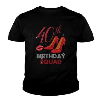 Womens 40Th Birthday Squad Stepping Into 40 Red Shoes Women Gift Youth T-shirt - Thegiftio UK