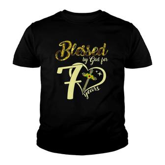 Womens 70 Years Old Sunflower Christian Cross Costume Youth T-shirt - Thegiftio UK