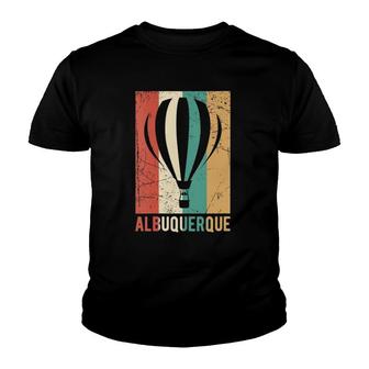Womens Alburquerque Hot Air Balloon Retro Rainbow Ballooning V-Neck Youth T-shirt - Thegiftio UK