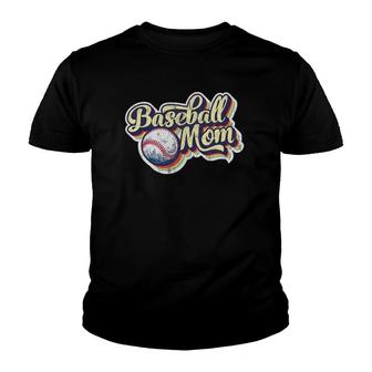 Womens Baseball Mom Retro Vintage Distressed Mothers Day Present Youth T-shirt - Thegiftio UK