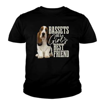 Womens Bassets Are A Girls Best Friend Funny Dog Basset Hound Mom Youth T-shirt - Thegiftio UK