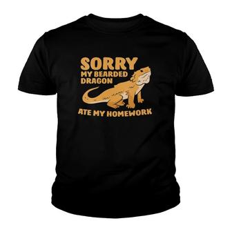 Womens Bearded Dragon School My Bearded Dragon Ate My Homework V-Neck Youth T-shirt - Thegiftio UK