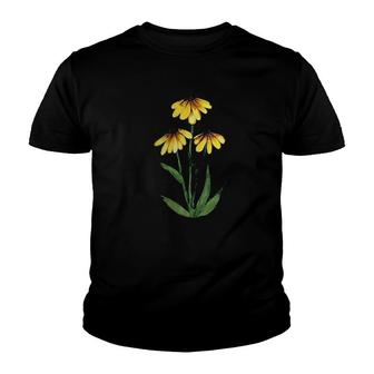 Womens Black Eyed Susan Flower Garden Art Floral Gardener Designs V-Neck Youth T-shirt - Thegiftio UK