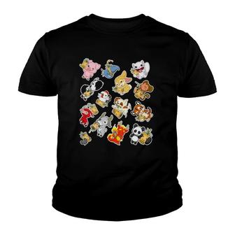 Womens Boba Bubble Milk Tea Chinese Zodiac Animals Anime Cartoons V-Neck Youth T-shirt - Thegiftio UK
