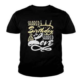 Womens Born On Same Day - Shared Birthday Shared Love V-Neck Youth T-shirt | Mazezy
