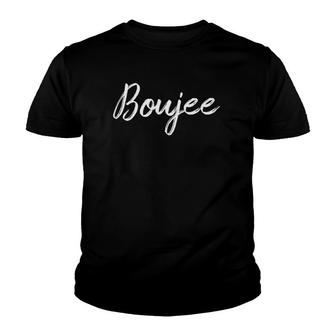 Womens Boujee White Text Gift Youth T-shirt | Mazezy UK