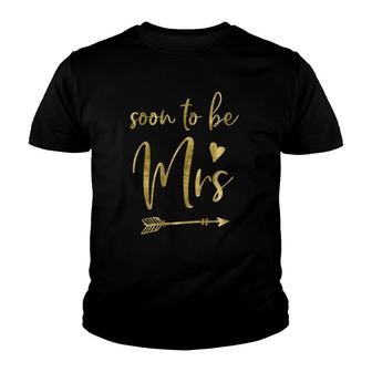 Womens Bride Soon To Be Mrs Arrow And Heart Dark Yellow Youth T-shirt - Thegiftio UK