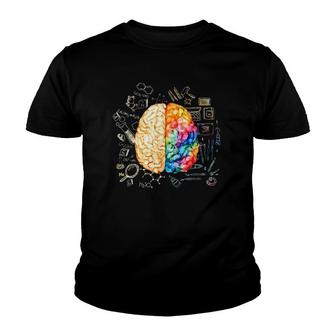 Womens Colorful Brain Science And Art Neuroscience Neurologist V-Neck Youth T-shirt - Thegiftio UK