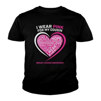 Womens Cute Gifts I Wear Pink For My Cousin Breast Cancer Awareness V-Neck Youth T-shirt - Thegiftio UK