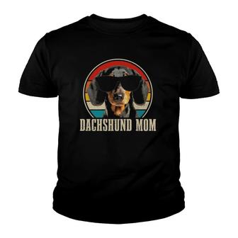 Womens Dachshund Mom Vintage Sunglasses Funny Doxie Wiener Dog Youth T-shirt - Thegiftio UK