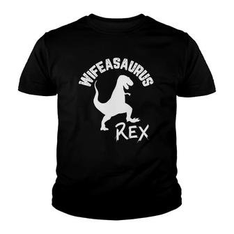 Womens Funny Wife Wifeasaurus Rex Cute Dinosaur Mom V-Neck Youth T-shirt - Thegiftio UK