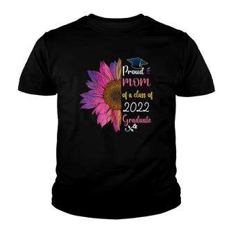 Womens Graduation Proud Mom Of A Class 2022 Graduate Sunflower V-Neck Youth T-shirt - Thegiftio UK