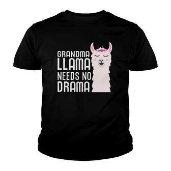 Womens Grandma Llama Needs No Drama Funny And Cute Llama Design Youth T-shirt - Thegiftio UK