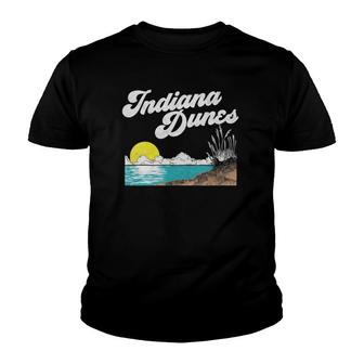 Womens Indiana Dunes National Park Retro Vintage 80S V-Neck Youth T-shirt - Thegiftio UK