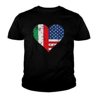 Womens Italy Usa Heart Flag For Italian Americans V-Neck Youth T-shirt - Thegiftio UK