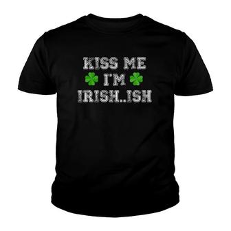 Womens Kiss Me Im Irishish Humor Funny St Paddys Day V-Neck Youth T-shirt - Thegiftio UK