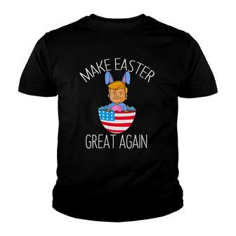 Womens Make Easter Great Again Funny Trump Bunny Egg Hunt Men Women V-Neck Youth T-shirt - Thegiftio UK