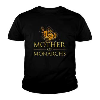 Womens Mother Of Monarchs I Funny Entomology Butterfly Graphic V-Neck Youth T-shirt | Mazezy
