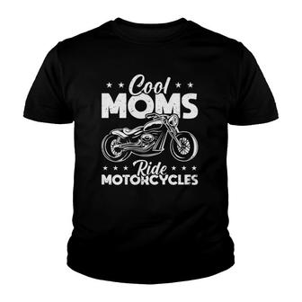 Womens Motorcycle Biker Cool Moms Ride Motorcycles Youth T-shirt | Mazezy