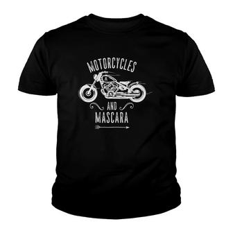 Womens Motorcycles And Mascara Motorcycle Youth T-shirt - Thegiftio UK