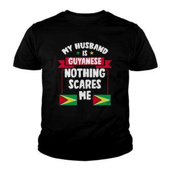 Womens My Husband Is Guyanese Nothing Scares Me Guyanese Youth T-shirt - Thegiftio UK