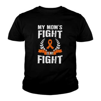 Womens My Moms Fight Is My Fight Leukemia Awareness V-Neck Youth T-shirt | Mazezy