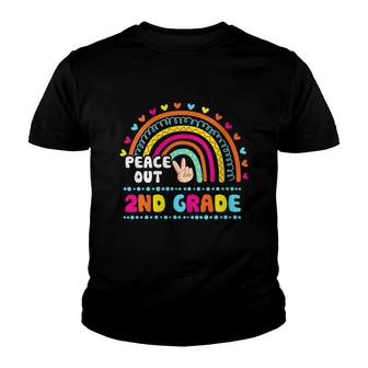 Womens Peace Out 2Nd Grade Rainbow Graduation Class Of 2022 Senior Youth T-shirt - Thegiftio UK