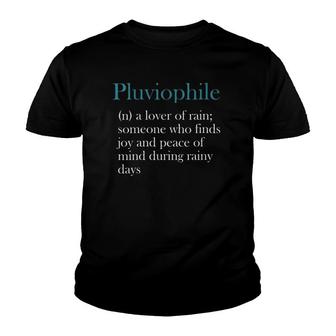 Womens Pluviophile Quotes Rain Themed Gifts Rainy Day V-Neck Youth T-shirt | Mazezy