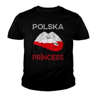Womens Polska Princess Poland Lips Mouth Polish Pride Kissing V-Neck Youth T-shirt - Thegiftio UK