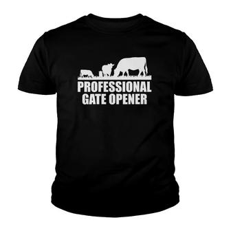 Womens Professional Gate Opener Cow Apparel V-Neck Youth T-shirt | Mazezy