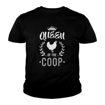 Womens Queen Of The Coop - Chicken Mom & Chicken Lady V-Neck Youth T-shirt - Thegiftio UK