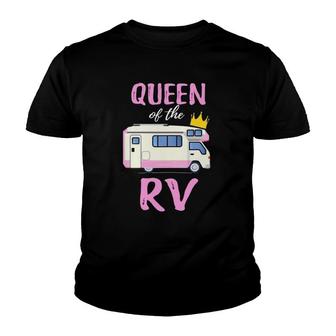 Womens Queen Of The Rv Funny Queen Of The Camper Gift Youth T-shirt - Thegiftio UK