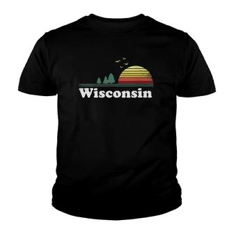 Womens Retro Wisconsin State Park Wi Home Design V-Neck Youth T-shirt - Thegiftio UK