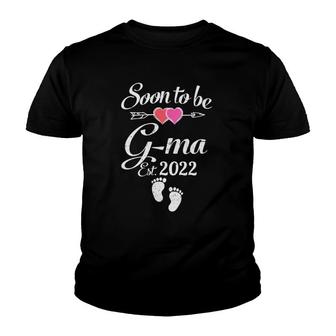 Womens Soon To Be G-Ma Est 2022 Baby Announcement V-Neck Youth T-shirt - Thegiftio UK