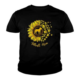 Womens Sunflower Pitbull Mom Dog Lover V-Neck Youth T-shirt - Thegiftio UK