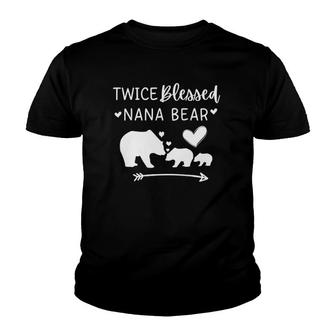 Womens Twice Blessed Nana Bear For Grandmas With Two Grandkids Youth T-shirt - Thegiftio UK