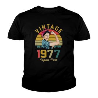 Womens Vintage 1977 Made In 1977 44Th Birthday Women 44 Years Old Youth T-shirt - Seseable