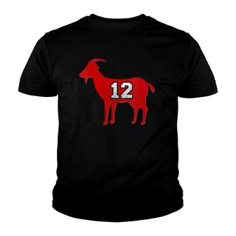 Womens Vintage Distressed Greatest Of All Time 12 Goat V-Neck Youth T-shirt | Mazezy