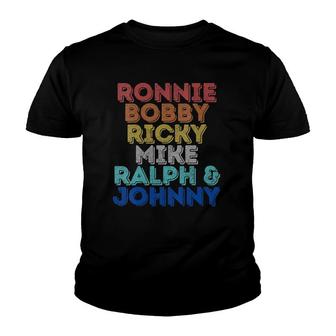 Womens Vintage Retro Ronnie Bobby Ricky Mike Ralph And Johnny V-Neck Youth T-shirt - Thegiftio UK