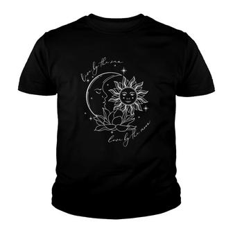 Womens We Live By The Sun Love By The Moon Spirituality Bohemian V-Neck Youth T-shirt - Thegiftio UK
